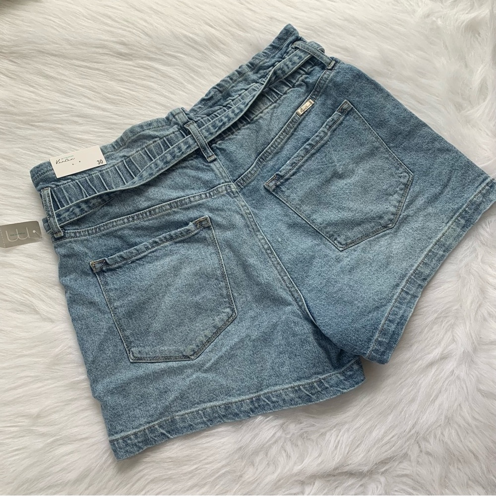 KanCan High Rise Denim Shorts Medium Wash Belted - Picture 9 of 13